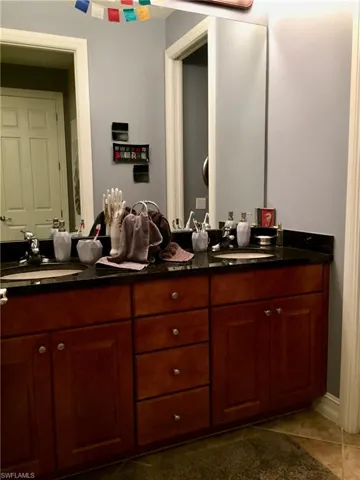 Double vanity with large rain shower