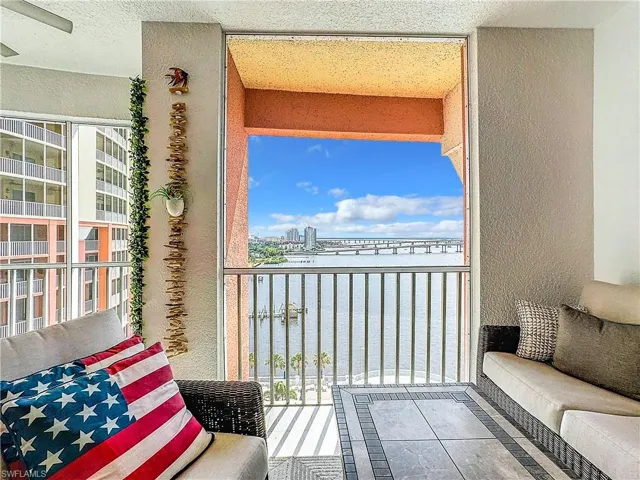 Balcony with a water view