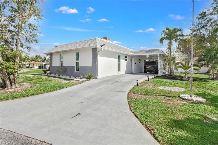 Front of home on large corner lot