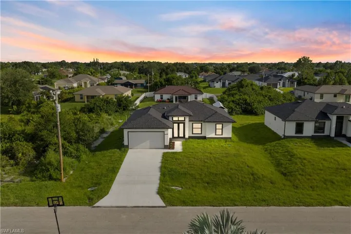 Aerial perspective of suburban area