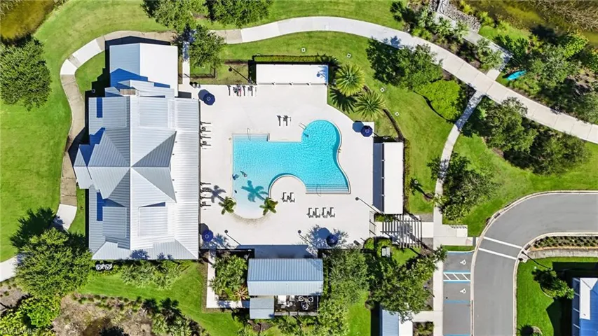 Aerial view of a pool area