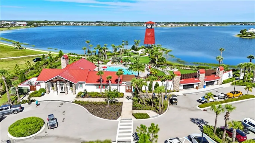 Drone / aerial view of a nearby body of water