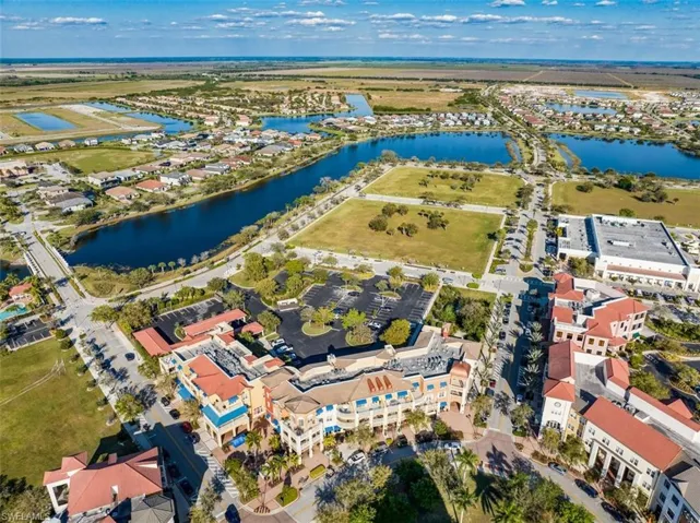 Aerial view of town center