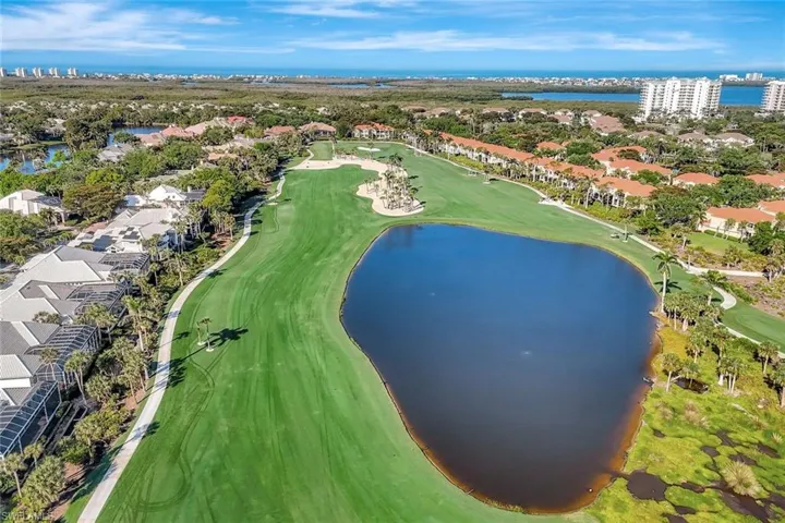 Birds eye view of  tthe e 14th Fairway at the Marsh course