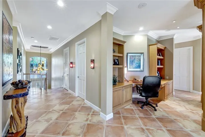 Office space featuring built in study,