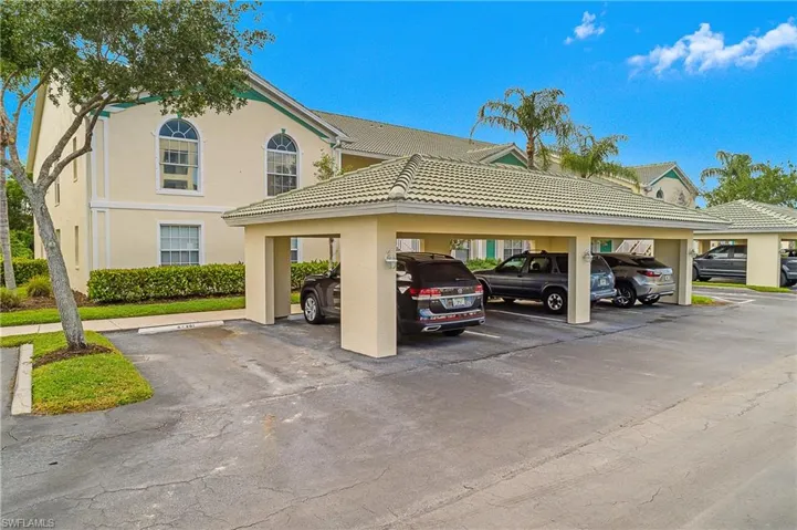 View of partially covered parking lot