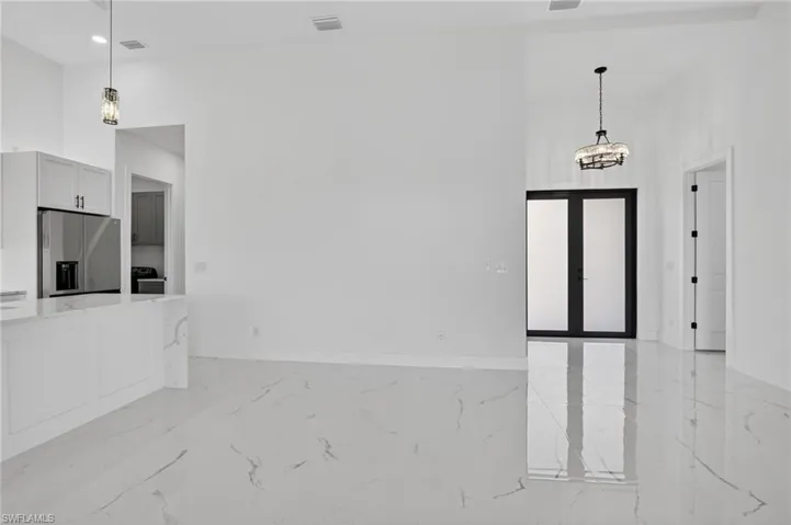 View from living room to front door