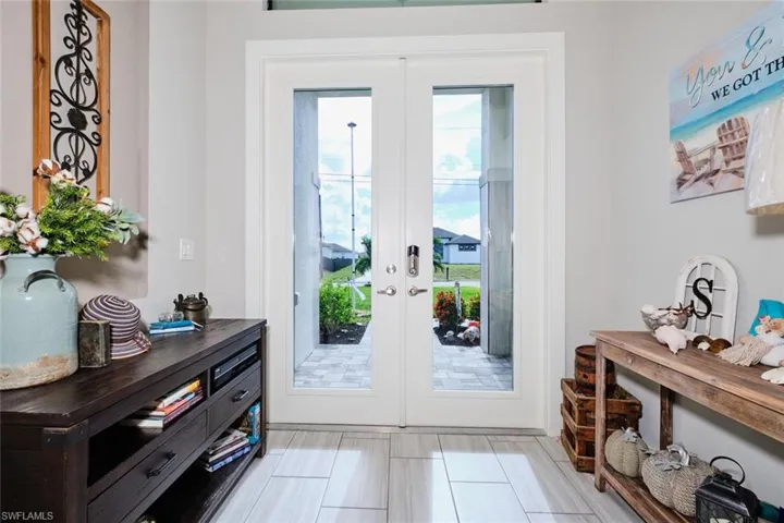 Doorway featuring french doors