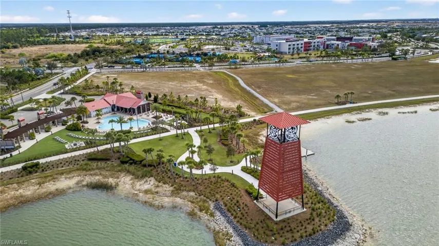 Drone / aerial view of a nearby body of water