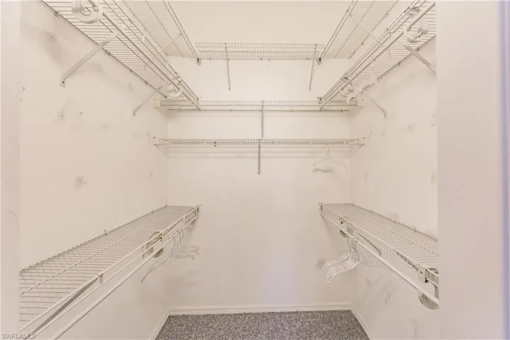 Spacious closet featuring carpet