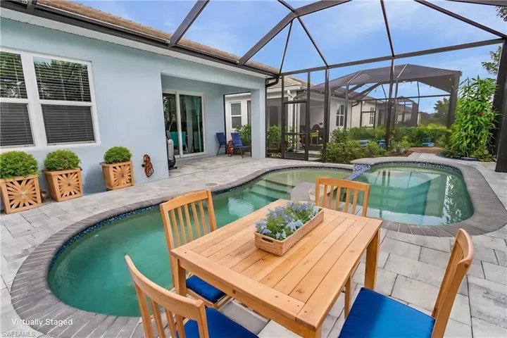Virtually Staged Screened-In Pool Area