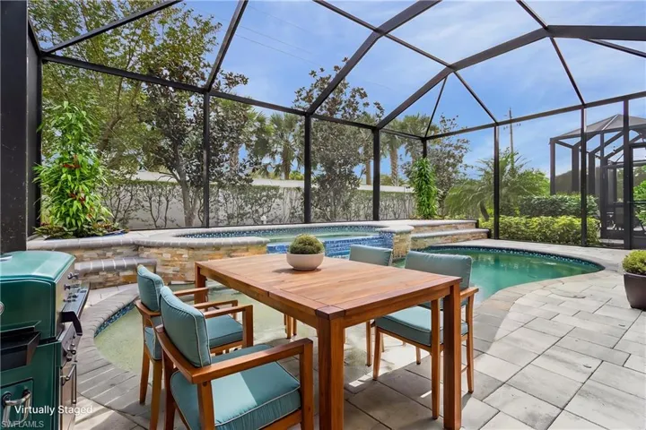Virtually Staged Screened-In Pool Area