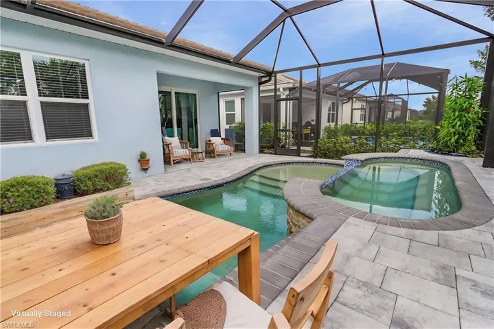 Virtually Staged Screened-In Pool Area
