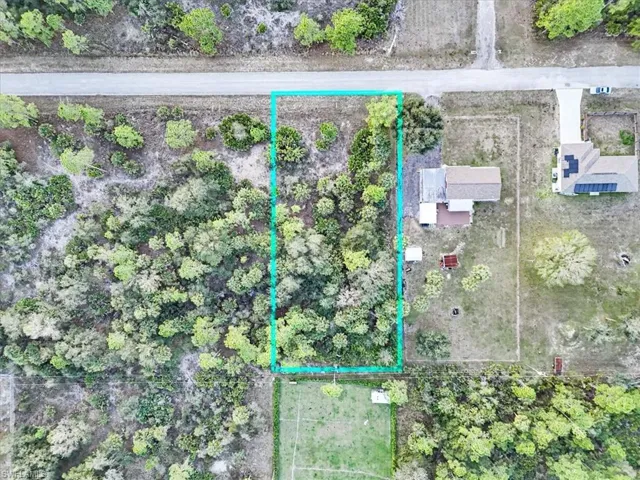 Aerial view of property's location with property parcel outlined