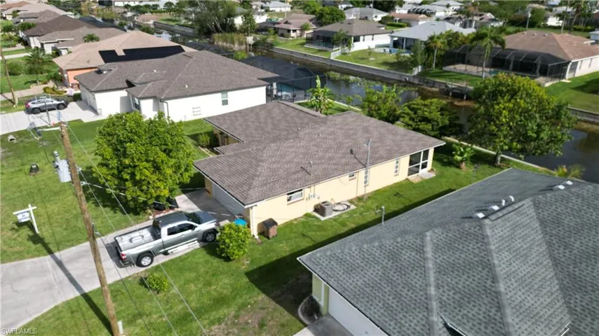 Aerial perspective of suburban area