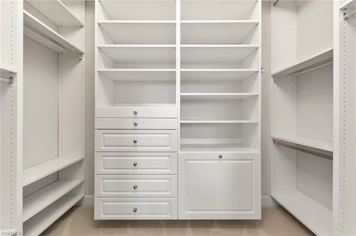 Spacious closet with carpet flooring