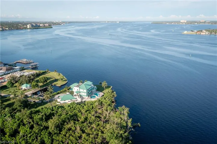 Bird's eye view of a nearby body of water
