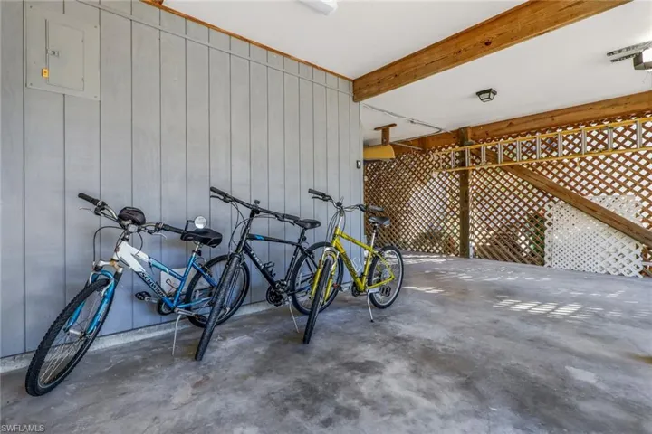 Garage featuring wooden walls