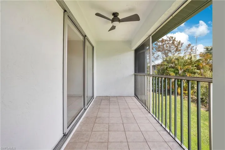Balcony with a ceiling fan