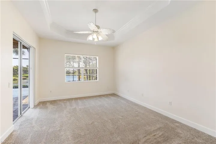 Main bedroom with new carpeting and paint.