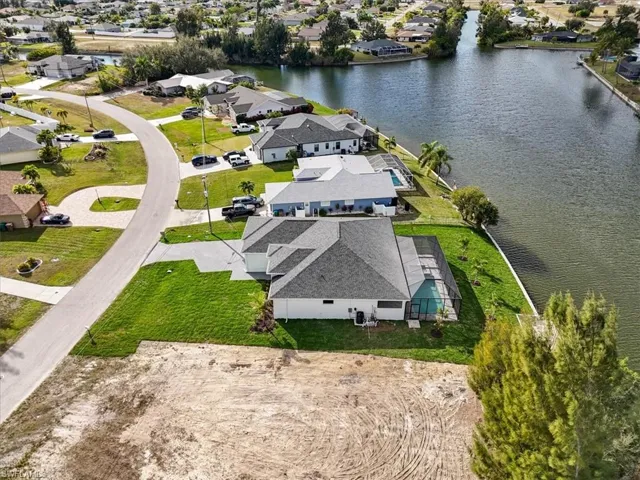 Aerial perspective of area on a freshwater canal