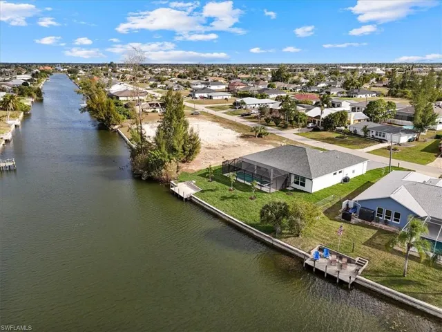 Aerial perspective of area on a freshwater canal