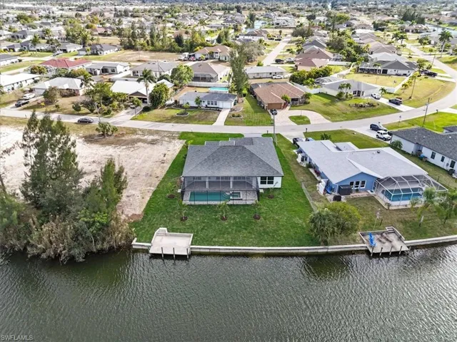 Aerial perspective of area on a freshwater canal