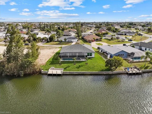 Aerial perspective of area on a freshwater canal