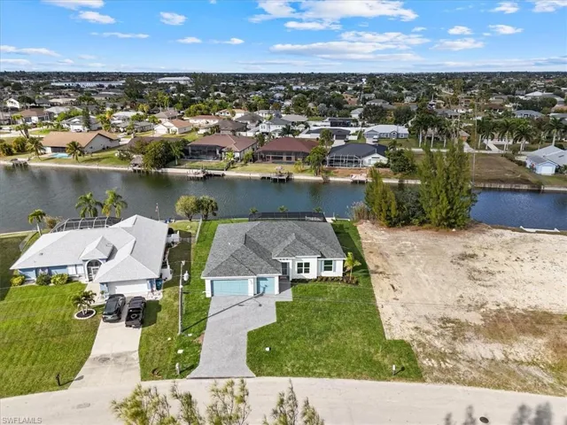 Aerial perspective of area on a freshwater canal