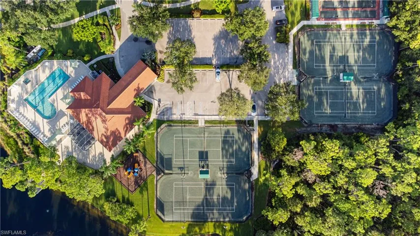 Aerial view of a pool area