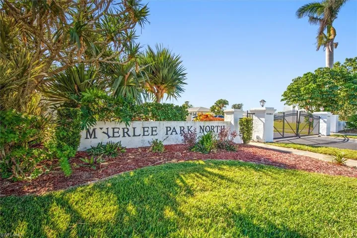 Community sign with a lawn
