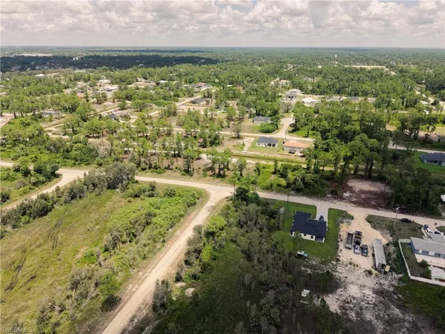 Aerial perspective showcasing extensive tree coverage surrounding residential properties