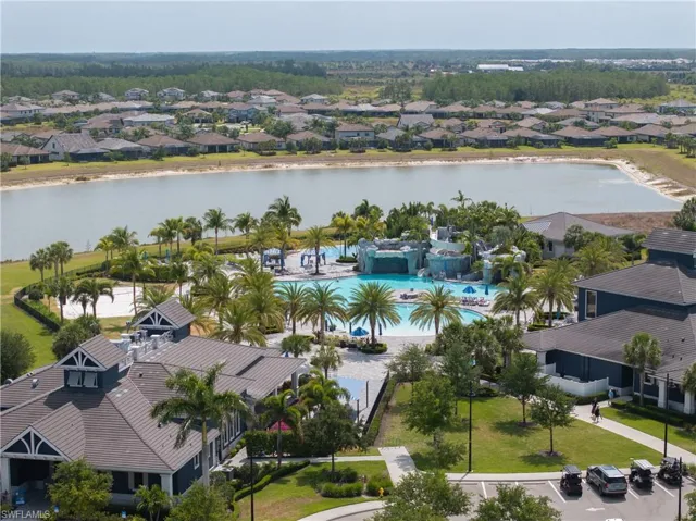 Bird's eye view with a residential view and a water view