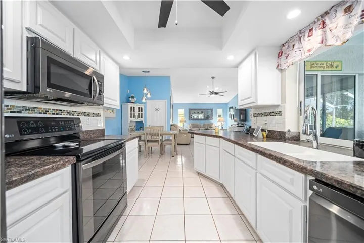 Kitchen with view to the outdoors