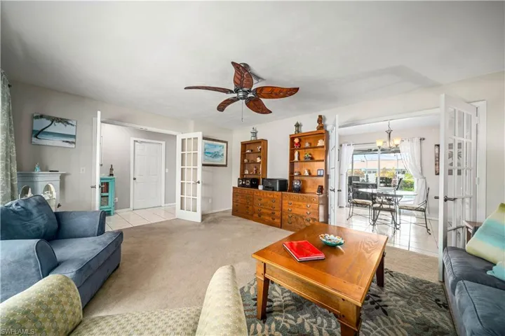 Living room with french doors,