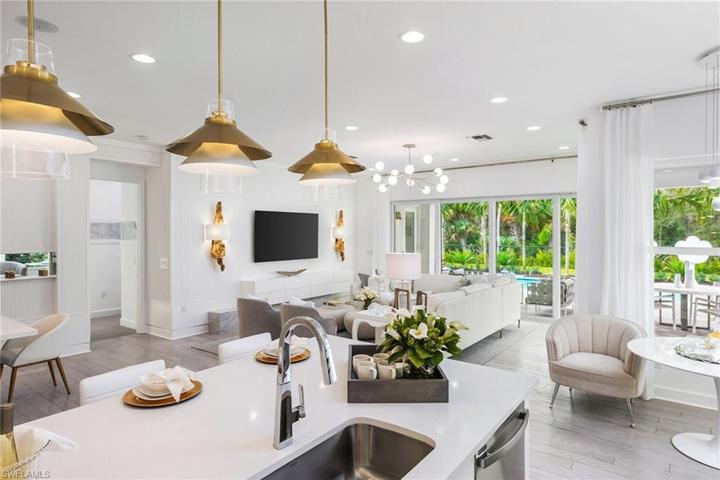Kitchen open to great room and dining areas (