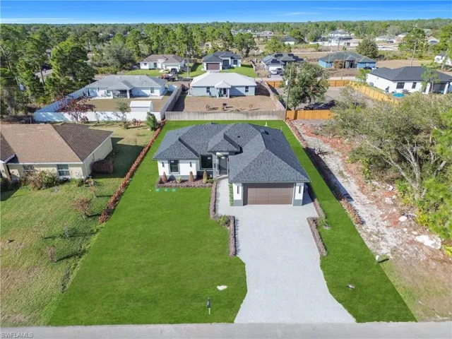 Aerial perspective of suburban area