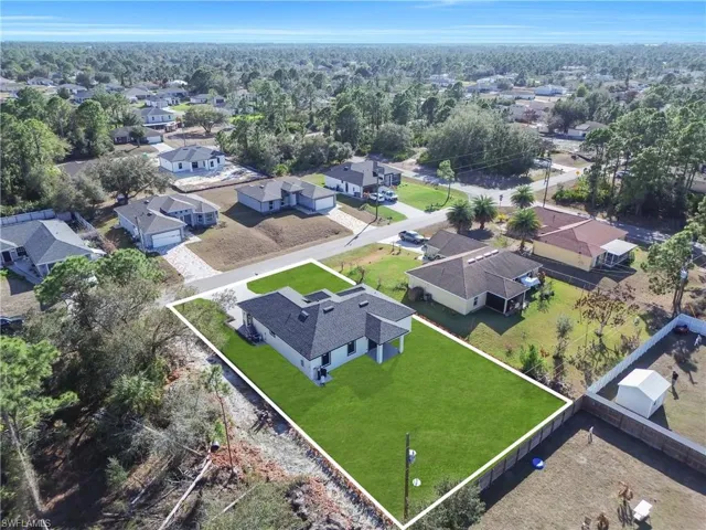 Aerial perspective of suburban area