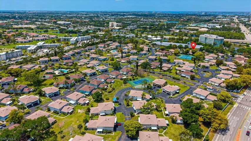 Aerial View of community with view of ocean in distance