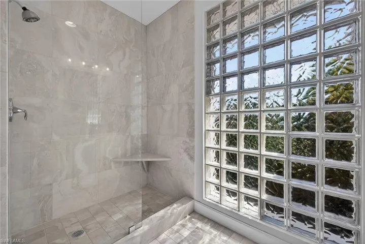 Bathroom with a walk in shower