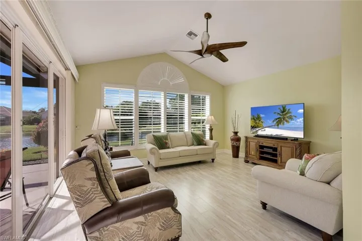 View of family room from the kitchen.