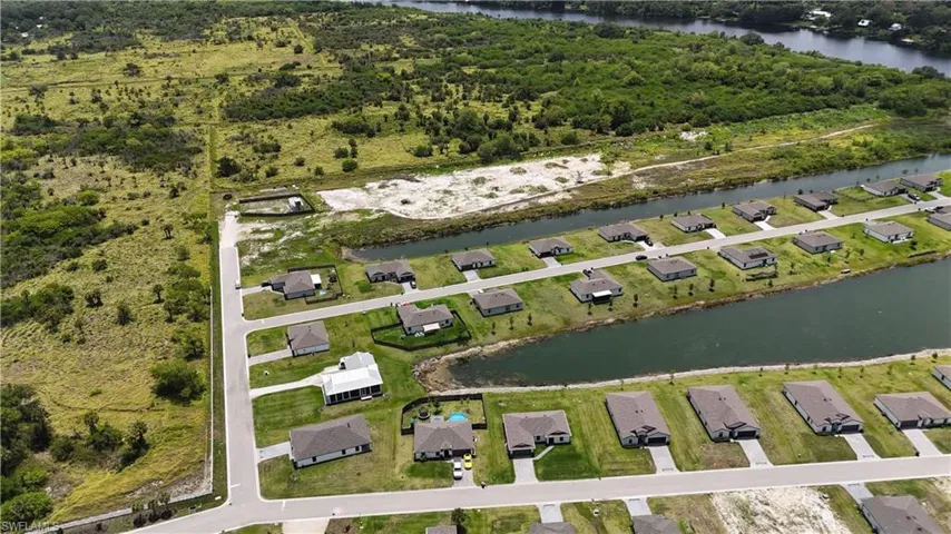 Aerial perspective of a developed residential area