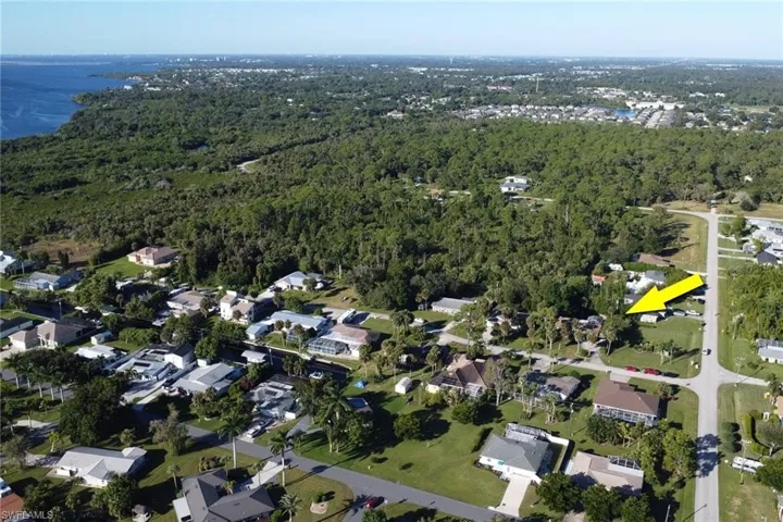 Aerial view of neighborhood