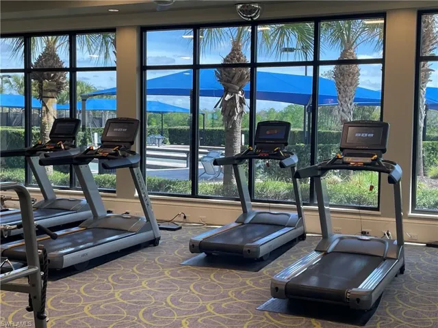 Part of Fitness Room overlooks Bocce Ball