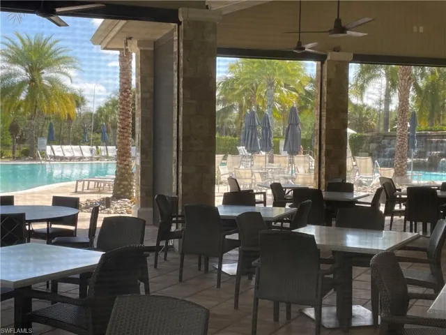 Resort Restaurant overlooks Resort Pool