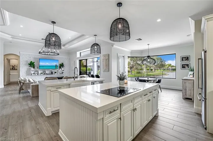 Double island in chef's kitchen