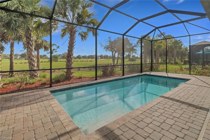 Swimming pool featuring a patio area and a lanai