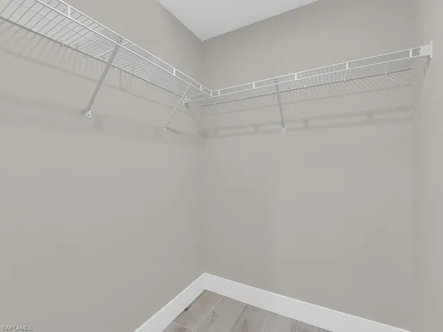 Spacious closet with light wood finished floors
