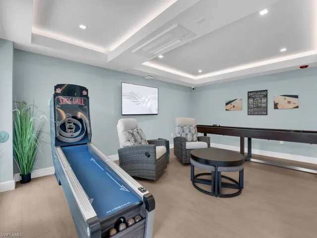 Rec room featuring recessed lighting