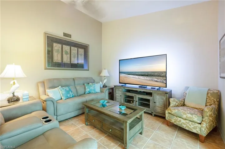 View of tiled living room